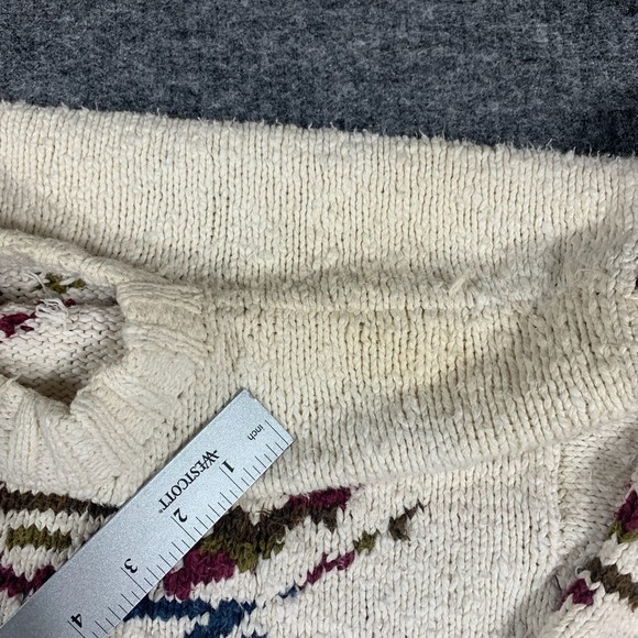 Vintge BD Baggies Sweater Mens Medium White Handknit Aztec Southwestern Abstract - Picture 5 of 12